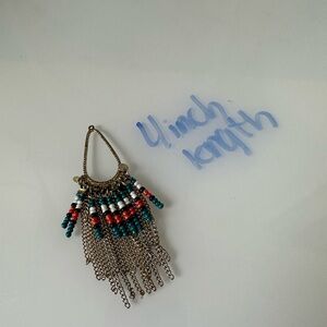 GOLD/TEAL/ORANGE BEADED NECKLACE JEWELRY CHARM